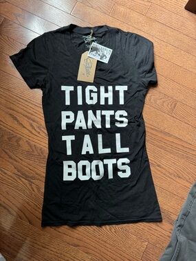 Black Short Sleeve Graphic Tee - "Tight Pants Tall Boots"